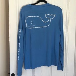 VINEYARD VINES WHALE LOGO BLUE SHIRT LONG SLEEVED